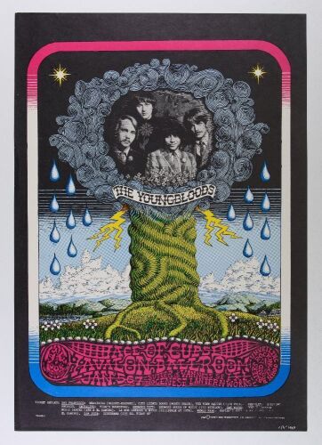 1968 FD-100 The Youngbloods Ace of Cups Avalon Ballroom Poster Near Mint 81