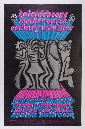 1968 FD-124 Kaleidoscope Mother Earth Country Weather Avalon Ballroom Poster Excellent 79