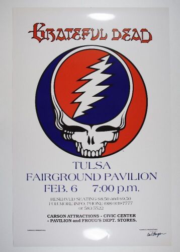 1979 Grateful Dead Tulsa Fairground Pavilion Signed Barger Poster Near Mint 85