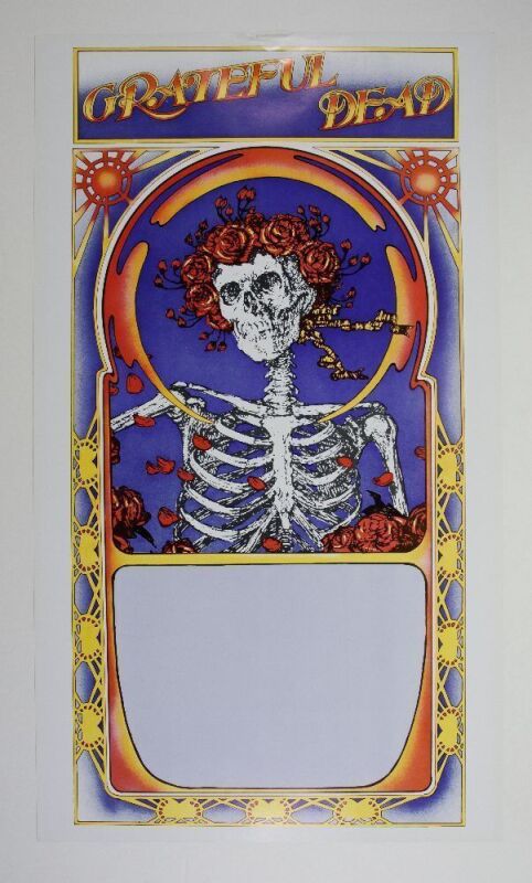 1971 Grateful Dead Skull & Roses Tour Blank Poster Excellent 77