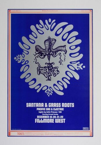 1968 BG-150 Santana Grass Roots Fillmore West Poster Excellent 77