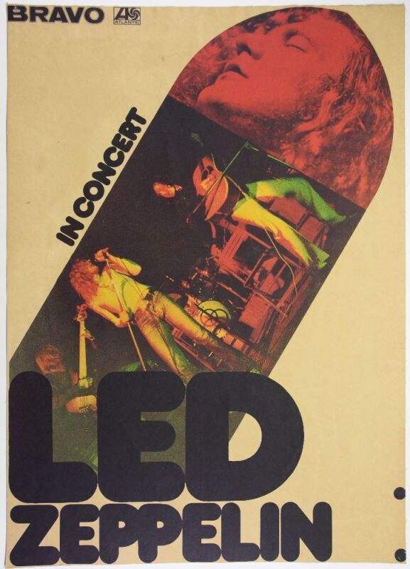 1973 Led Zeppelin Germany Tour Blank Poster Trimmed & Linen Backed