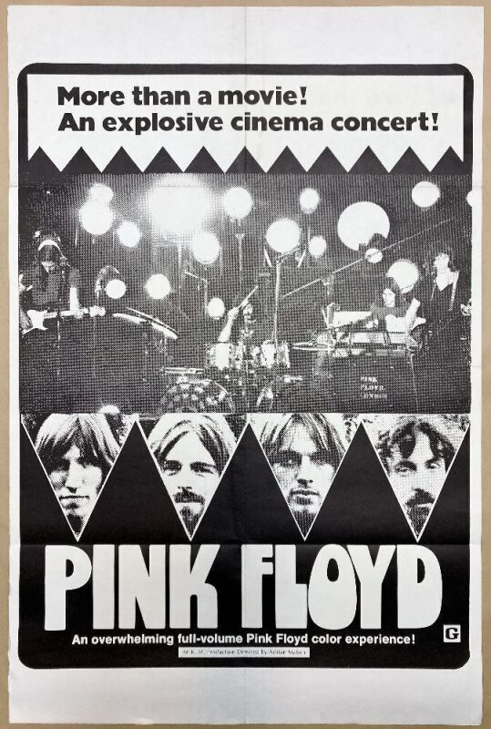 1972 Pink Floyd Live at Pompeii Film Poster Excellent 75