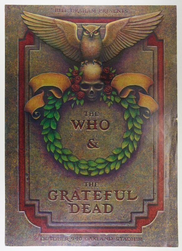 1976 AOR-4.43 The Who Grateful Dead Oakland Stadium RP2 Poster Extra Fine 61
