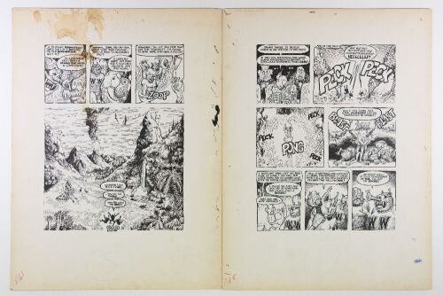 1981 Gilbert Shelton Wonder Warthog Ripoff Comix Original Art Panels