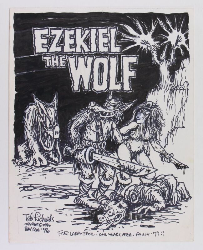 1976 Ted Richards Ezekiel The Wolf Signed and Personalized Richards Original Art