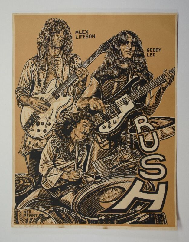 1980 Rush Geddy Lee Alex Lifeson Neil Peart Vintage Headshop Poster Excellent 71