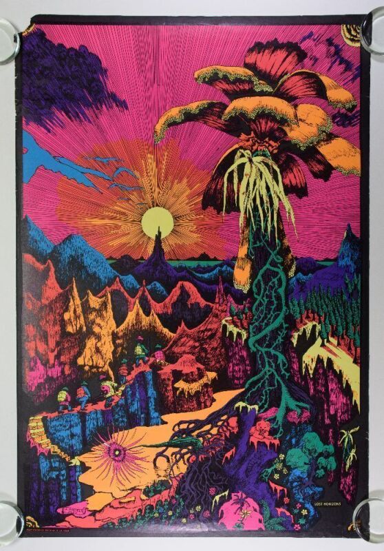 1969 Lost Horizons Headshop Blacklight Poster Extra Fine 60