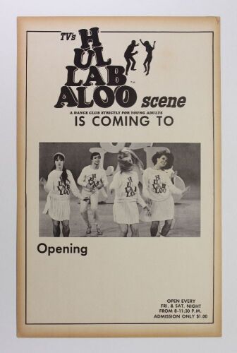 1966 Hullabaloo Dance Club Cardboard Promotional Poster Extra Fine 65