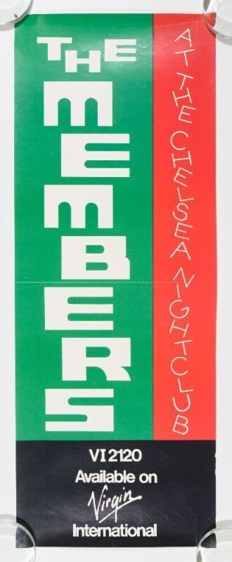 1979 The Members At The Chelsea Nightclub Virgin Records Promotional Poster Excellent 79