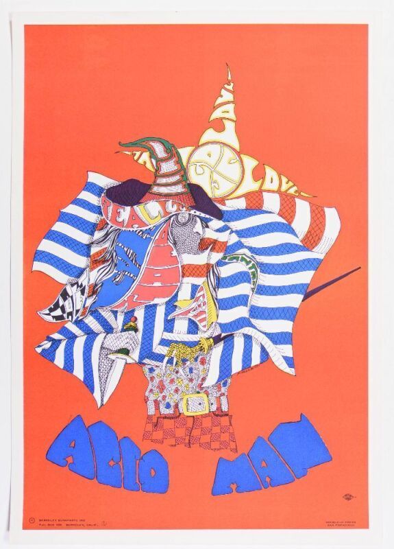 1967 Berkeley Bonaparte Acid Man Headshop Poster Near Mint 89