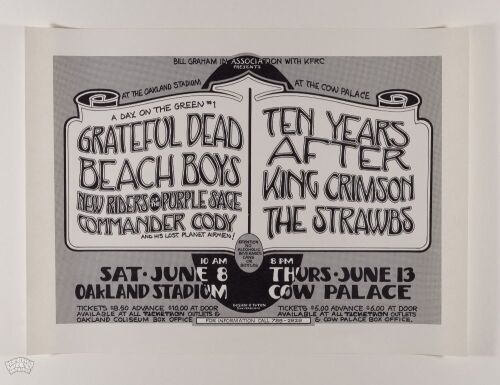1974 Grateful Dead Beach Boys Oakland Poster Mint 91