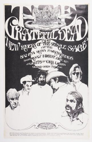 1970 AOR-4.95 Grateful Dead New Riders Of The Purple Sage Santa Rosa Fairgrounds Poster Excellent 71