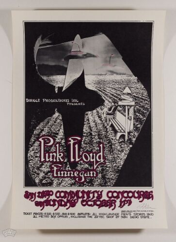 1971 Pink Floyd San Diego Concourse Signed Tuten Poster Mint 91