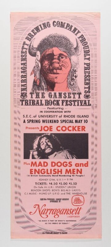 1970 Joe Cocker Mad Dogs & Englishmen Keaney Gym University of Rhode Island Poster Excellent 71
