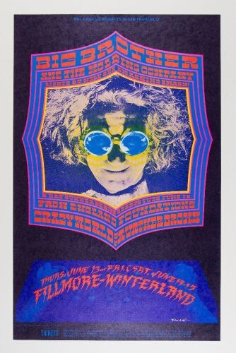 1968 BG-124 Big Brother Janis Joplin Winterland & Fillmore Auditorium Poster Mint 95