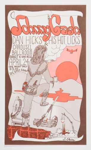 1968 Johnny Cash Carousel Ballroom Poster Mint 91