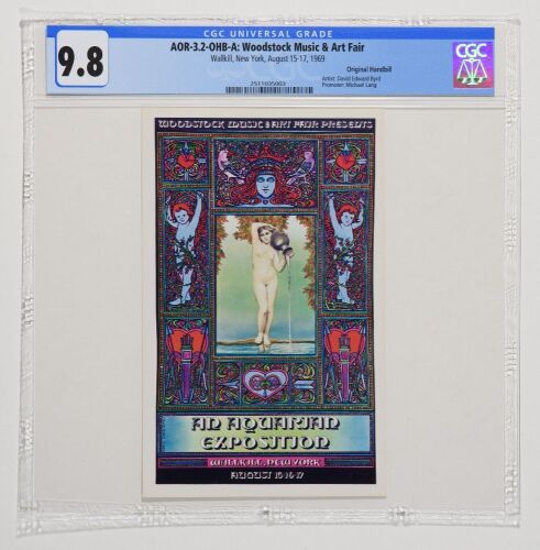 1969 AOR-3.2 David Byrd Woodstock Festival Wallkill New York Handbill CGC 9.8