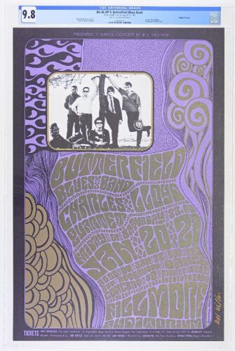 1967 BG-46 Butterfield Blues Band Fillmore Auditorium Signed Wilson Poster CGC 9.8