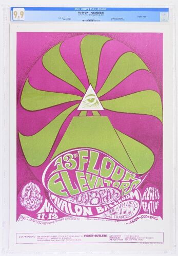 1966 FD-34 The 13th Floor Elevators Moby Grape Avalon Ballroom Poster CGC 9.9