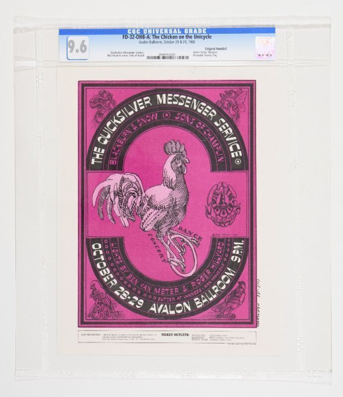 1966 FD-32 Quicksilver Messenger Service Avalon Ballroom Handbill CGC 9.6