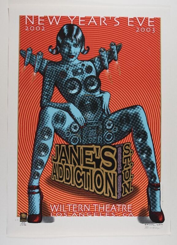 2002 Jane's Addiction Wiltern Theatre AP Signed Emek Poster Near Mint 85