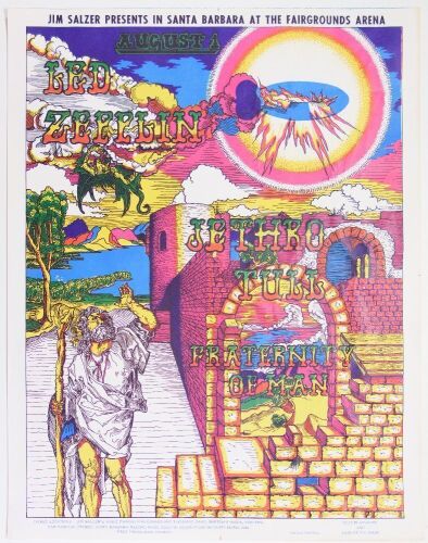 1969 AOR-3.41 Led Zeppelin Santa Barbara Fairgrounds Arena Poster Extra Fine 65