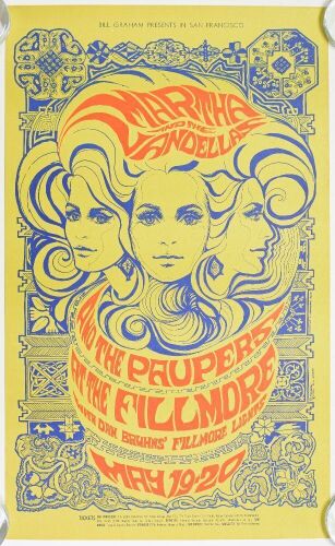 1967 BG-64 Martha & The Vandellas Fillmore Auditorium Poster Near Mint 81