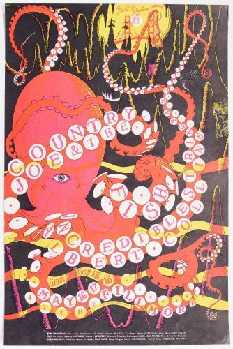 1968 BG-120 Country Joe & The Fish The Incredible String Band Fillmore Auditorium Poster Excellent 73