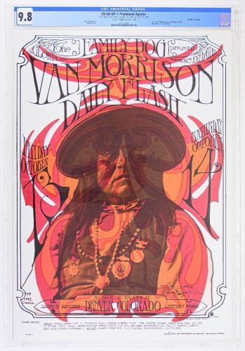 1967 FD-D6 Van Morrison 1601 W Evans Street Denver Signed Mouse Poster CGC 9.8