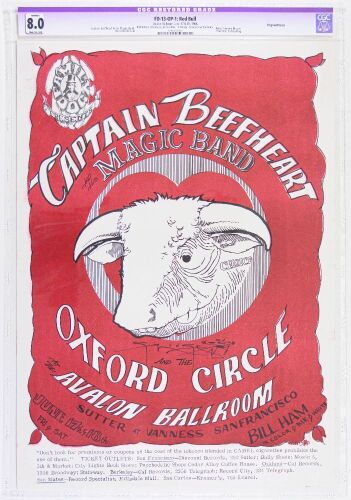 1966 FD-13 Captain Beefheart Oxford Circle Avalon Ballroom Signed Mouse Poster CGC 8.0 RESTORED