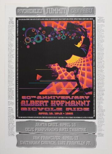 1993 Psychedelics Summit Bicycle Day Anniversary San Francisco & Santa Cruz Poster Near Mint 83