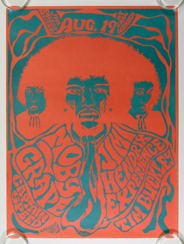1967 AOR-3.40 Jimi Hendrix Experience Earl Warren Santa Barbara RP2 Poster Excellent 79