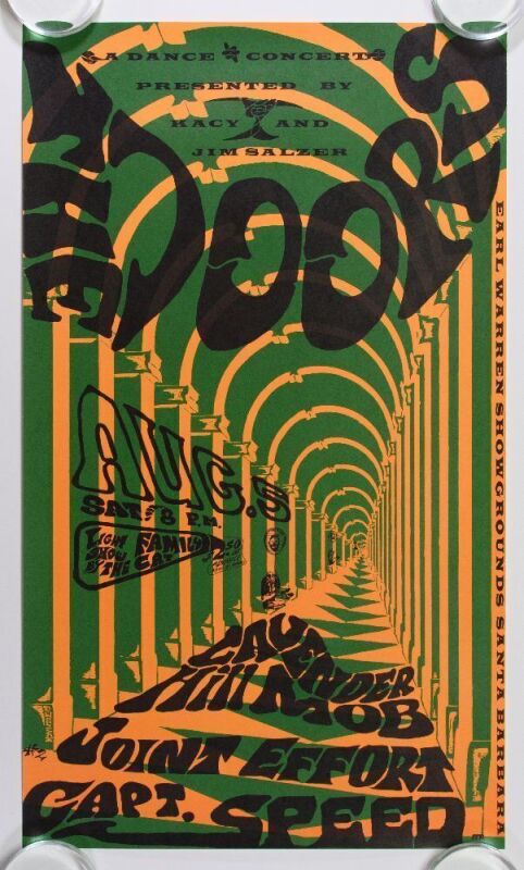 1967 AOR-3.38 The Doors Earl Warren Showgrounds RP3 Poster Near Mint 83