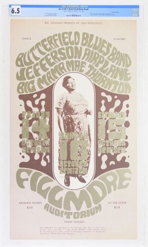 1966 BG-31 Big Mama Thornton Butterfield Blues Band Fillmore Auditorium RP2 Poster CGC 6.5