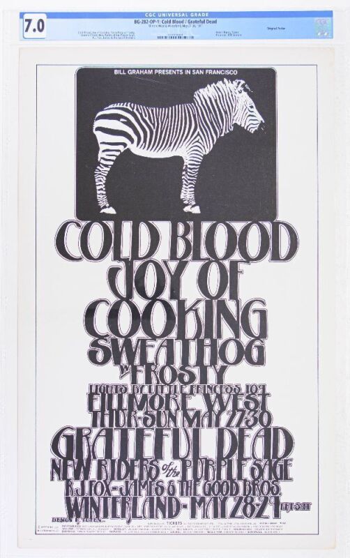 1971 BG-282 Grateful Dead NRPS Cold Blood Fillmore West Poster CGC 7.0