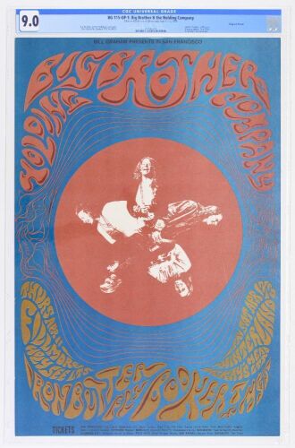 1968 BG-115 Big Brother Janis Joplin Fillmore Auditorium & Winterland Poster CGC 9.0