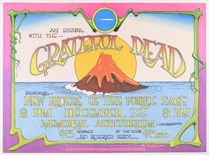 1970 AOR-4.101 Grateful Dead NRPS Sacramento Memorial Auditorium Signed Roger Shepherd Poster Near Mint 81