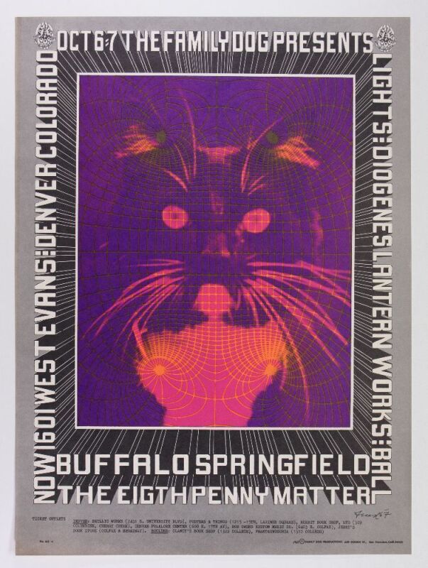 1967 FD-D5 Buffalo Springfield 1601 W Evans St Denver Poster Near Mint 89