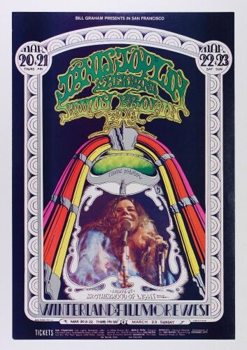 1969 BG-165 Janis Joplin Winterland & Fillmore West RP2 Poster Near Mint 85