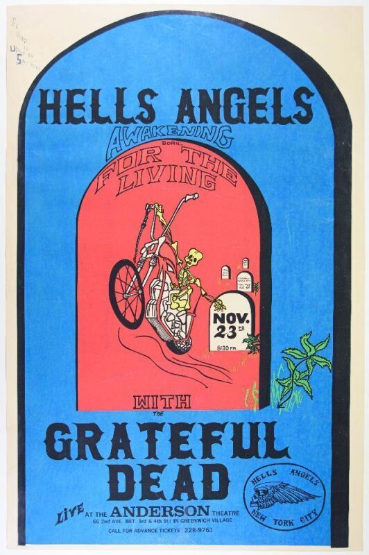 1970 Grateful Dead The Anderson Theatre New York City Signed Uncle Sal Poster Excellent 75 Restored