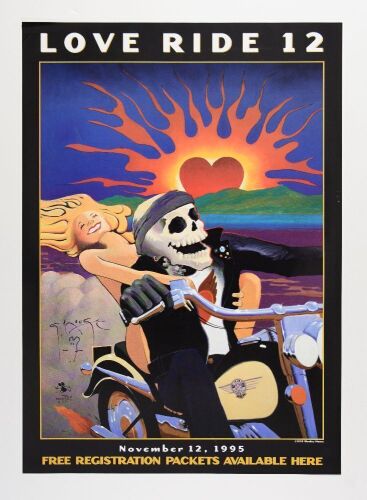 1995 Stanley Mouse Love Ride 12 Show Signed Mouse Poster Near Mint 85