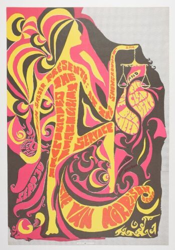 1968 Van Morrison Quicksilver Blue Cheer Earl Warren Showgrounds Santa Barbara Poster Near Mint 87