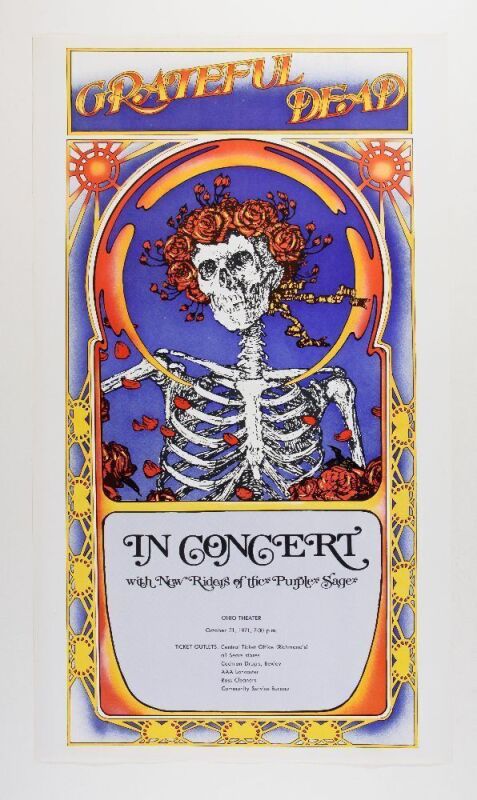 1971 Grateful Dead The Ohio Theatre Columbus Halloween Poster Near Mint 87