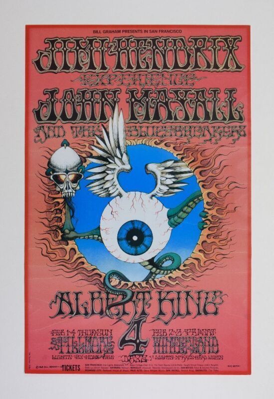 1992 BG-105 Jimi Hendrix Winterland & Fillmore Auditorium Forgery PP3 Poster Extra Fine 63