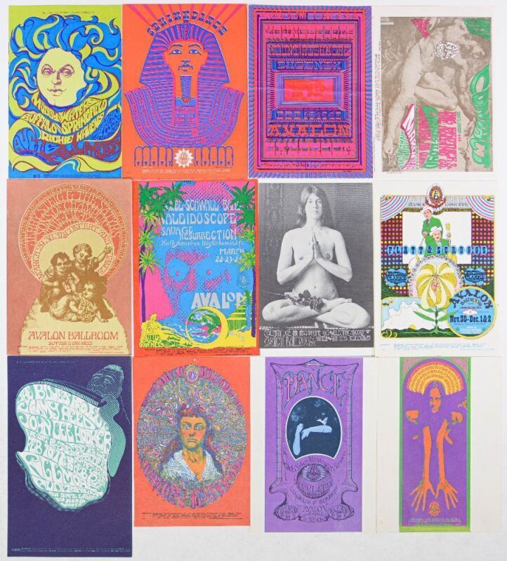 Dealers Lot of 12 Popular Fillmore and Avalon Ballroom Original Postcards Not Graded