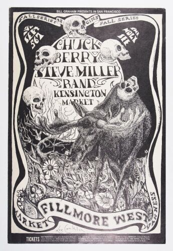 1968 BG-135 Chuck Berry Steve Miller Band Fillmore West Signed Conklin Poster Excellent 77