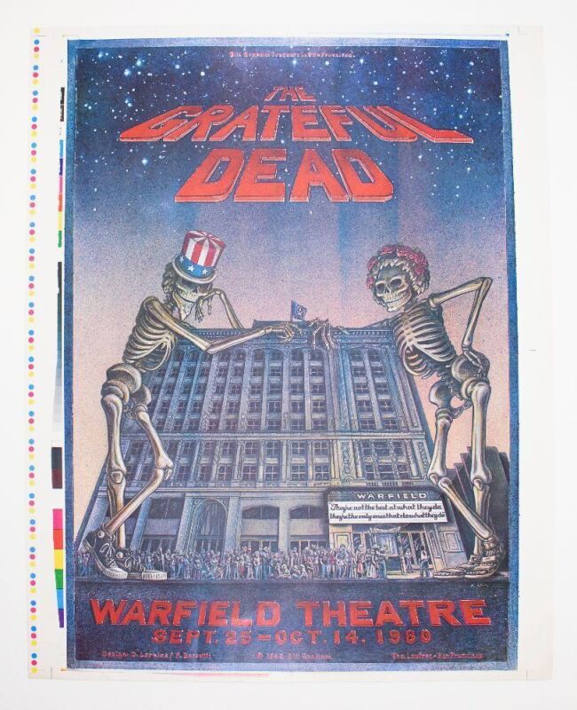 1980 AOR-4.45 Grateful Dead The Warfield Theater Proof Poster Excellent 75