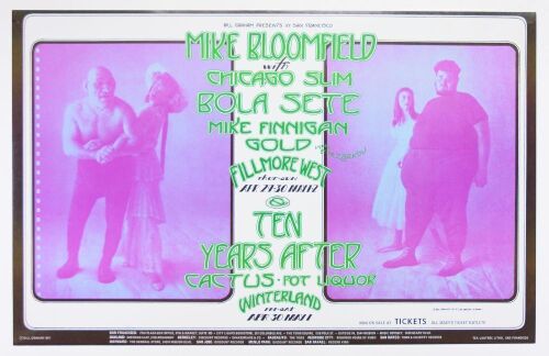 1971 BG-278 Mike Bloomfield Fillmore West & Winterland Poster Near Mint 85