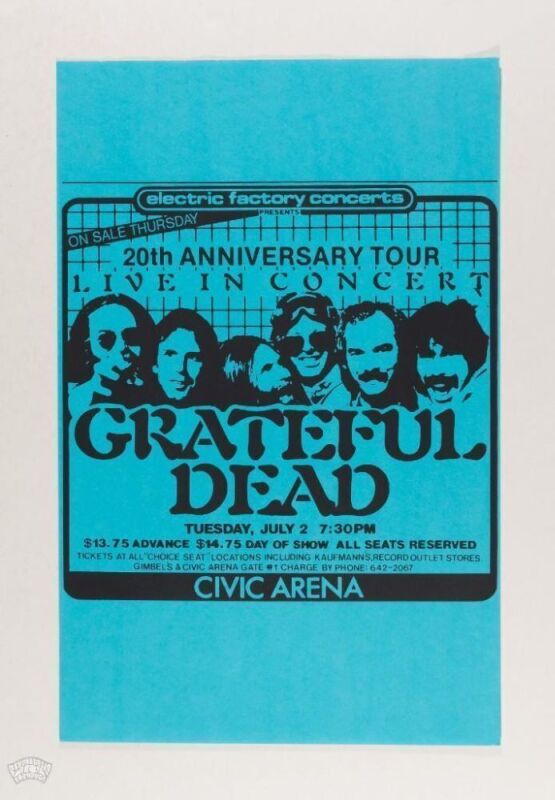 1985 Grateful Dead Pittsburgh Civic Arena Poster Mint 91